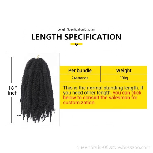 Ombre Marley Twist Hair Soft Synthetic Crochet Braids Hair Extensions Bulk Synthetic Braiding Hair Afro Kinky Marley Braids